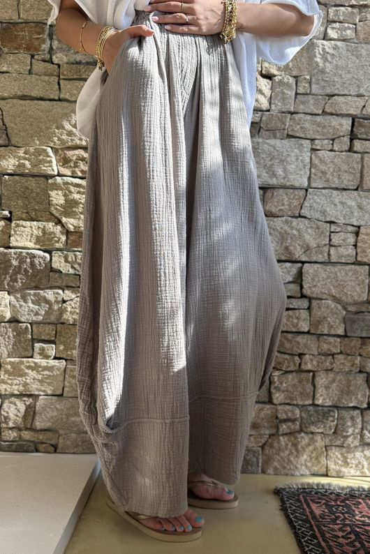 Tasha Cushion Cotton Balloon Barrel Pant Mocha